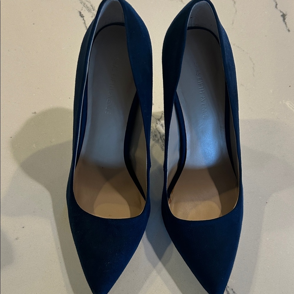 Saks Fifth Avenue Dark Blue suede heels